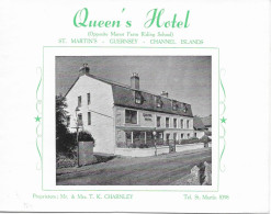 GUERNSEY ST.MARTINS QUEEN'S HOTEL 1958 Dépliant Lettre Tarif Et Enveloppe - Zonder Classificatie