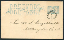 1888 Sweden Stockholm Stadspost Local Post Stationery Postcard - Emissioni Locali