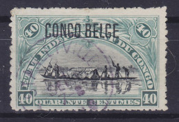 Belgian Congo 1909 Mi. 5 III, 40c. Kanufahrer Surchargé Overprint 'CONGO BELGE' LEOPOLDVILLE Cancel (2 Scans) - Usati