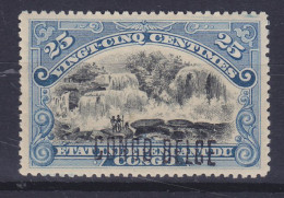Belgian Congo 1909 Mi. 4 I, 25c. Inkissifälle Surchargé Overprint 'CONGO BELGE', MH* (2 Scans) - Unused Stamps