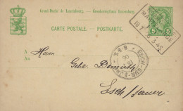 Luxembourg - Luxemburg - Carte Postale  1906  -  Cachet Ambulant  -  Naercange - Martelange - Postwaardestukken