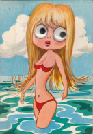 Pin Up Girl W Plastic Eyes In Bikini Old Postcard - Pin-Ups