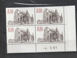 N° 2161 Notre Dame De Louviers: : Beau Bloc De 4 Timbres Neuf Impeccable Coins Datés 4.9.81 - 1980-1989