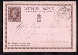 Italia - 1875 - Cartolina Postale Con Risposta Pagata - Entero Postal