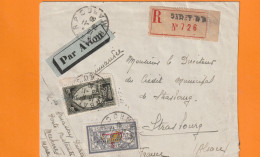 1930 -  Env En Recommandé PAR AVION De RABAT RP Vers STRASBOURG, France - Affrt 2 F Merson Et 50 C Marrakech - Covers & Documents