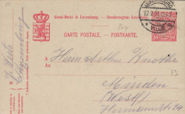 Luxembourg - Luxemburg - Carte Postale  1907  -  Cachet   Luxembourg-Ville - Postwaardestukken