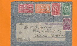 1931 -  Env PAR AVION AEROPOSTALE De BAHIA, Bresil Vers BERLIN KARLSHORST, Allemagne - Affrt Multicolore  3000 Reis - Poste Aérienne (Compagnies Privées)