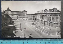 TORINO 1952  " PIAZZA  CASTELLO  E  VIA  ROMA  " . CARTOLINA  ANIMATISSIMA  E VIAGGIATA . EDIZIONI  S.A.C.A.T.  TORINO - Places & Squares