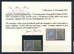 Constantinople 1922 Sass. 56-57 Neuf * MH 100% Certificat Merone - Other & Unclassified