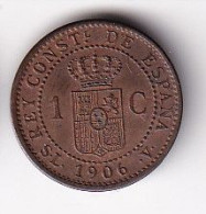 MONEDA DE ESPAÑA DE 1 CENTIMO DEL AÑO 1906 SLV (COIN) ALFONSO XIII - Primeras Acuñaciones