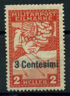 Autriche 1918 Sass. R1 Neuf ** 100% Express 3c. Su 2 H. Rouge - Ocupación Austriaca