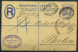 La Grande-Bretagne 1890 Enveloppe 100% Enregistré, Liverpool, PFERDMENGES, PREYER, BESTELLT - Briefe U. Dokumente