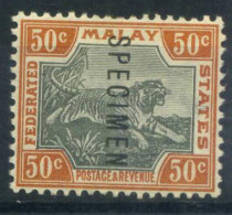 Malaya 1901 Mi. 22 Neuf * MH 100% Spécimen, 50C, Tiger, Filigrane 1 - Federated Malay States