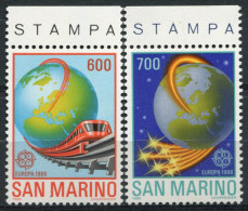 Saint-Marin 1988 Sass. 1221-1222 Neuf ** 100% Communication, Europe Unie - Neufs