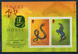 Hong Kong 2002 Mi. Bl. 99 Bloc Feuillet 100% ** Serpent, Cheval - Blocchi & Foglietti