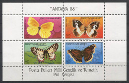 Turquie 1988 Mi. Bl. 26 Bloc Feuillet 100% Neuf ** Papillons - Blocchi & Foglietti