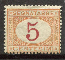 Italie 1903 Sass. 5 Neuf * MH 100% Timbre-taxe Blonde, 5 C. - Strafport