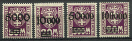 Gdansk 1923 Mi. 26-29 Neuf * MH 100% Timbre-taxe - Strafport