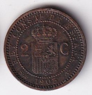 MONEDA DE ESPAÑA DE 2 CENTIMOS DEL AÑO 1905 (COIN) ALFONSO XIII - Erstausgaben