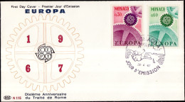 Europa CEPT 1967 Monaco FDC8 Y&T N°729 à 730 - Michel N°870 à 871 - 1967