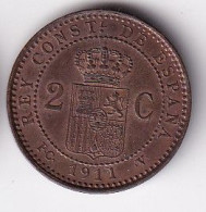 MONEDA DE ESPAÑA DE 2 CENTIMOS DEL AÑO 1911 (COIN) ALFONSO XIII - Primi Conii