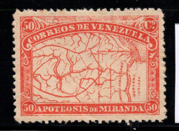 Venezuela 1896 Mi. 51 Neuf * MH 40% 50 C, Général Miranda, La Carte - Venezuela