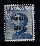 Venise Giulia 1918-19 Sass. 24 Neuf * MH 100% 25 Cents - Venezia Giuliana