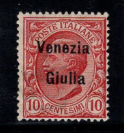 Venise Giulia 1918-19 Sass. 22 Neuf * MH 100% 10 Cents - Venezia Giuliana