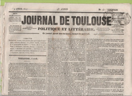 JOURNAL DE TOULOUSE 02 04 1847 - HALLE AUX BLES - CASTRES - EGYPTE - MONTEVIDEO - ETATS-UNIS MEXIQUE - SANTA-ANNA - - 1800 - 1849