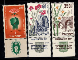 Israël 1953-54 Mi. 93,98-99 Neuf ** 100% Culture, Fleurs, Monuments - Neufs (avec Tabs)