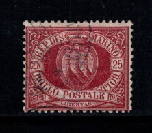 Saint-Marin 1890 Sass. 5 Oblitéré 100% 25 Cents - Usati