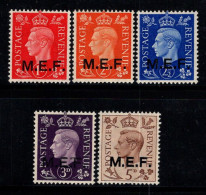 Mef Occupation Britannique 1942 Sass. 1-5 Neuf * MH 100% 1 P, 2 P, 2 1/2 P, 3 P, 5 P - Occup. Britannica MEF