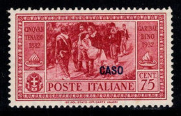 Kasos 1932 Sass. 22 Neuf * MH 100% Garibaldi, 75 Cents - Aegean (Caso)