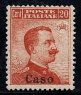 Cas 1917 Sass. 9 Neuf * MH 100% 20 Cents - Egeo (Caso)