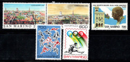 Saint-Marin 1987 Sass. 1213-1217 Neuf ** 100% Jeux Olympiques, Emblèmes, Villes - Ongebruikt