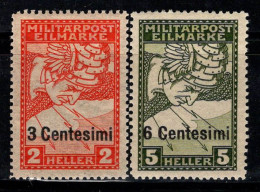 Occupation Autrichienne 1918 Sass. 1-2 Neuf * MH 100% Exprés 3 Cents Sur 2 H, 6 C Sur 5 H - Austrian Occupation