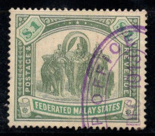 Malaya 1904 Mi. 35 Oblitéré 100% 1 $, Éléphants, CA - Fédération De Malaya