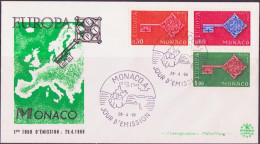 Europa CEPT 1968 Monaco FDC6 Y&T N°749 à 751 - Michel N°879 à 881 - 1968