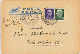 LETTERA VIAGGIATA 1941 POSTA AEREA - BUSTA PARTICOLARE (SX41 - Marcofilía (Aviones)