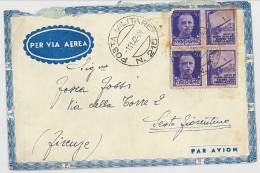 LETTERA VIAGGIATA 1942 VIA AEREA COPPIA FRANCOBOBOLLI ARMI E CUORI (SX33 - Marcophilie (Avions)