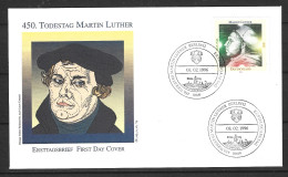 ALLEMAGNE. N°1673 De 1996 Sur Enveloppe 1er Jour. Martin Luther. - Teologi