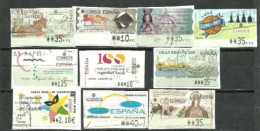 ESPAGNE SPAIN SPANIEN ESPAÑA 1999-2000 SET 10 SELLOS ATM LOTE (3) ON PAPER - Usati