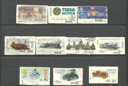 ESPAGNE SPAIN SPANIEN ESPAÑA 2000-01 SET 10 SELLOS ATM LOTE (1) ON PAPER - Used Stamps