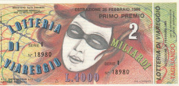 BIGLIETTO LOTTERIA VIAREGGIO 1989 (SY114 - Billetes De Lotería