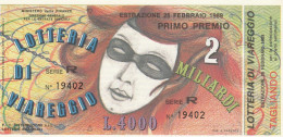 BIGLIETTO LOTTERIA VIAREGGIO 1989 (SY116 - Billetes De Lotería