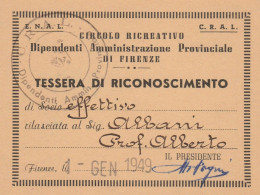 TESSERA 1949 CIRCOLO DIPENDENTI AMMISTRAZIONE PROV.LE (SY108 - Seals Of Generality