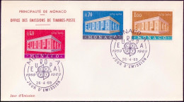 Europa CEPT 1969 Monaco FDC1 Y&T N°789 à 791 - Michel N°929 à 931 - 1969