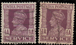 Inde Anglaise Service 1939. ~ S 107 (par 2) - ½ A. George VI - 1936-47  George VI