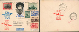 Affranch. Mixte Belgique / Congo Sur Lettre Par Avion SABENA (100e Liaison Aérienne) Bruxelles - Léopoldville - Nivelles - Covers & Documents