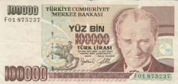 BANCONOTA TURCHIA 100000 LIRA VF (VX989 - Turchia